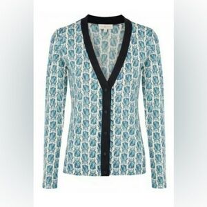Tory Burch Beetle Scarab Bugs Merino Wool Cardigan Sz Small